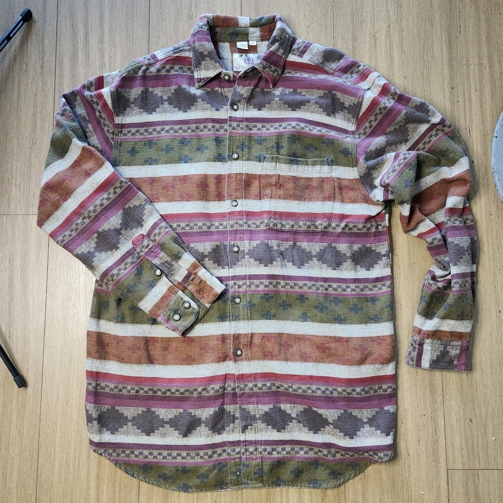 Vtg The Territory Ahead Woven Southwest Button Down Shirt Native Heavy 90s XLL